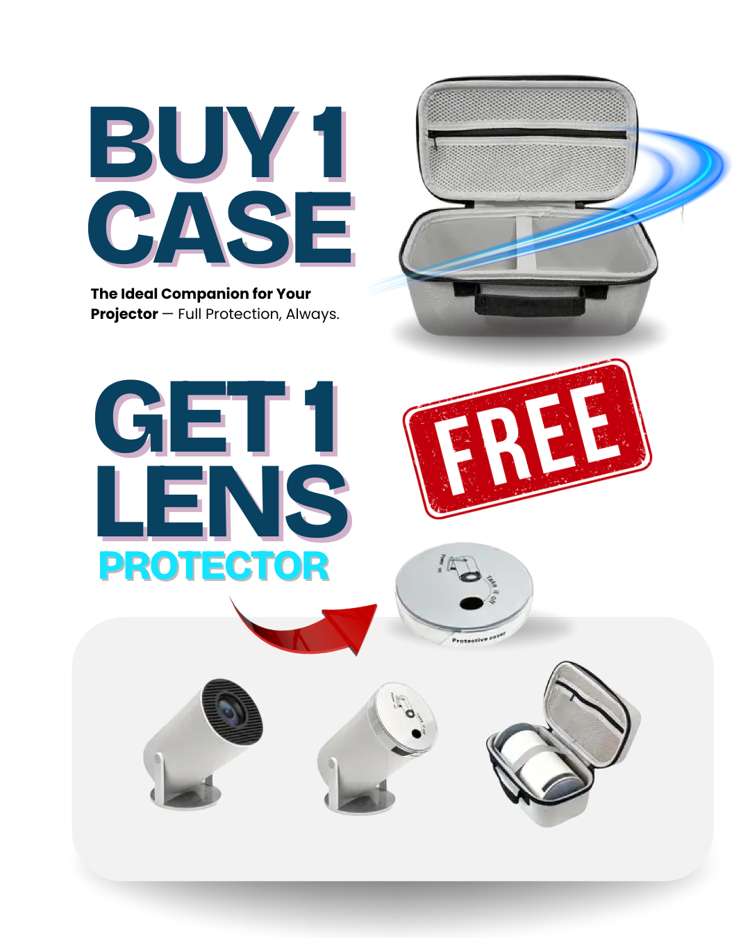 🎒 Universal Projector Travel Bag + Free Lens Protector